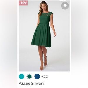 Azazie Shivani Dark Green Lace Dress